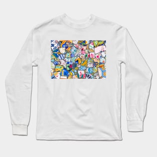 Antoni Gaudi Multi Pattern Print Design with Grey Background Long Sleeve T-Shirt